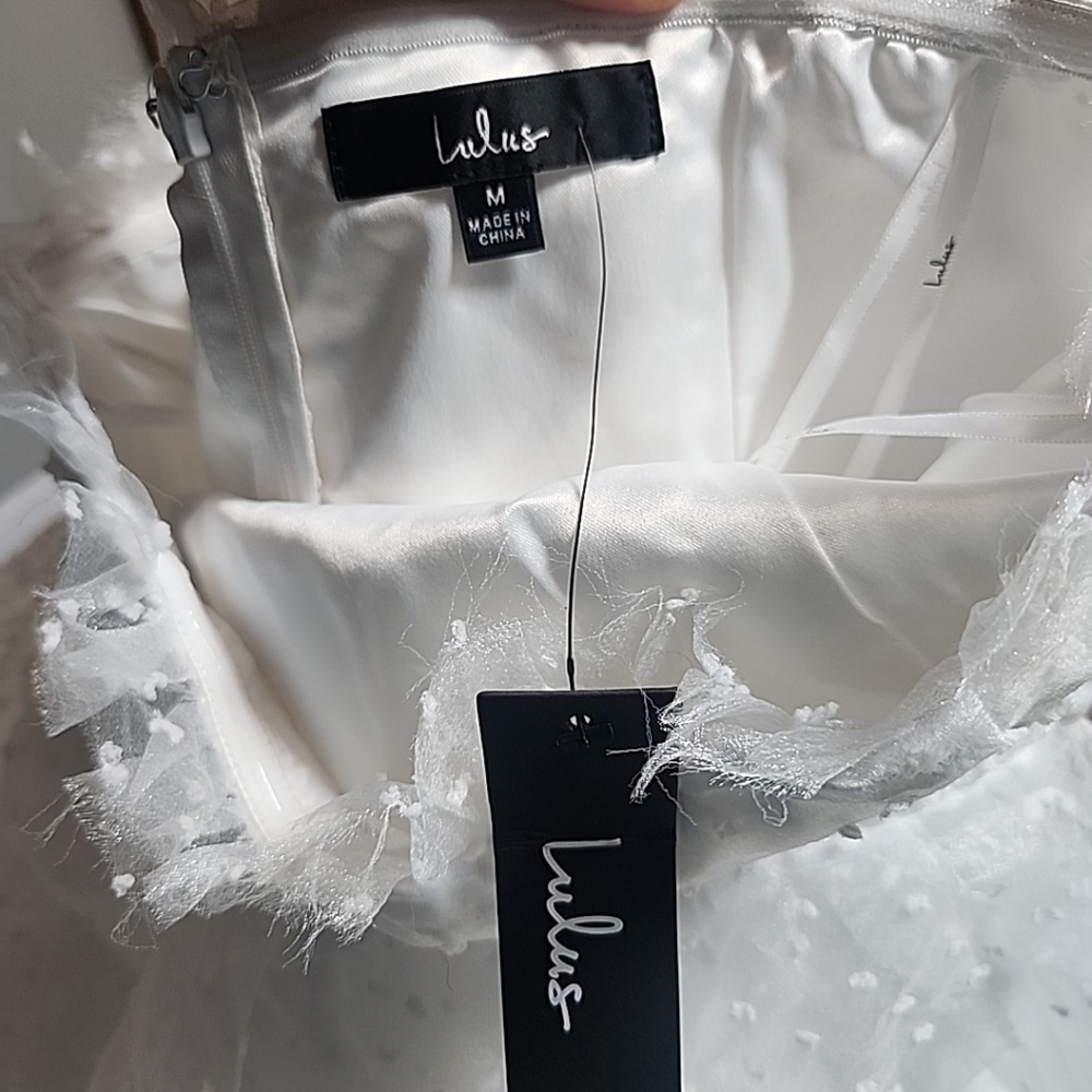 Lulus Womens Lined Sheer Strapless White Madi Dress Sz M - Picture 5 of 9